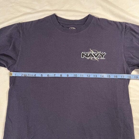 US Navy Anchor T-Shirt 7.62 Design Blue Men's Size M logo on back short sleeve - Picture 6 of 7